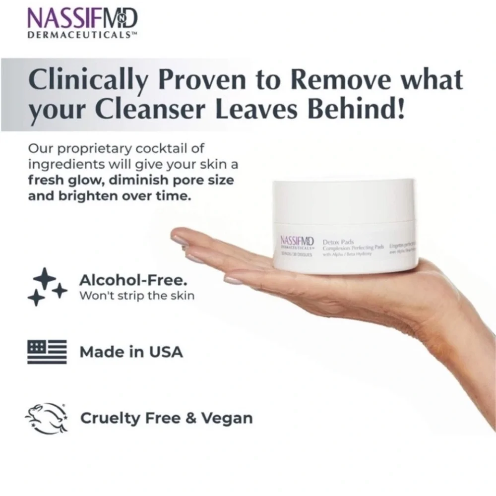 New! NassifMD Dermaceuticals Skincare Detox Pads Beauty Skincare 60 Pads